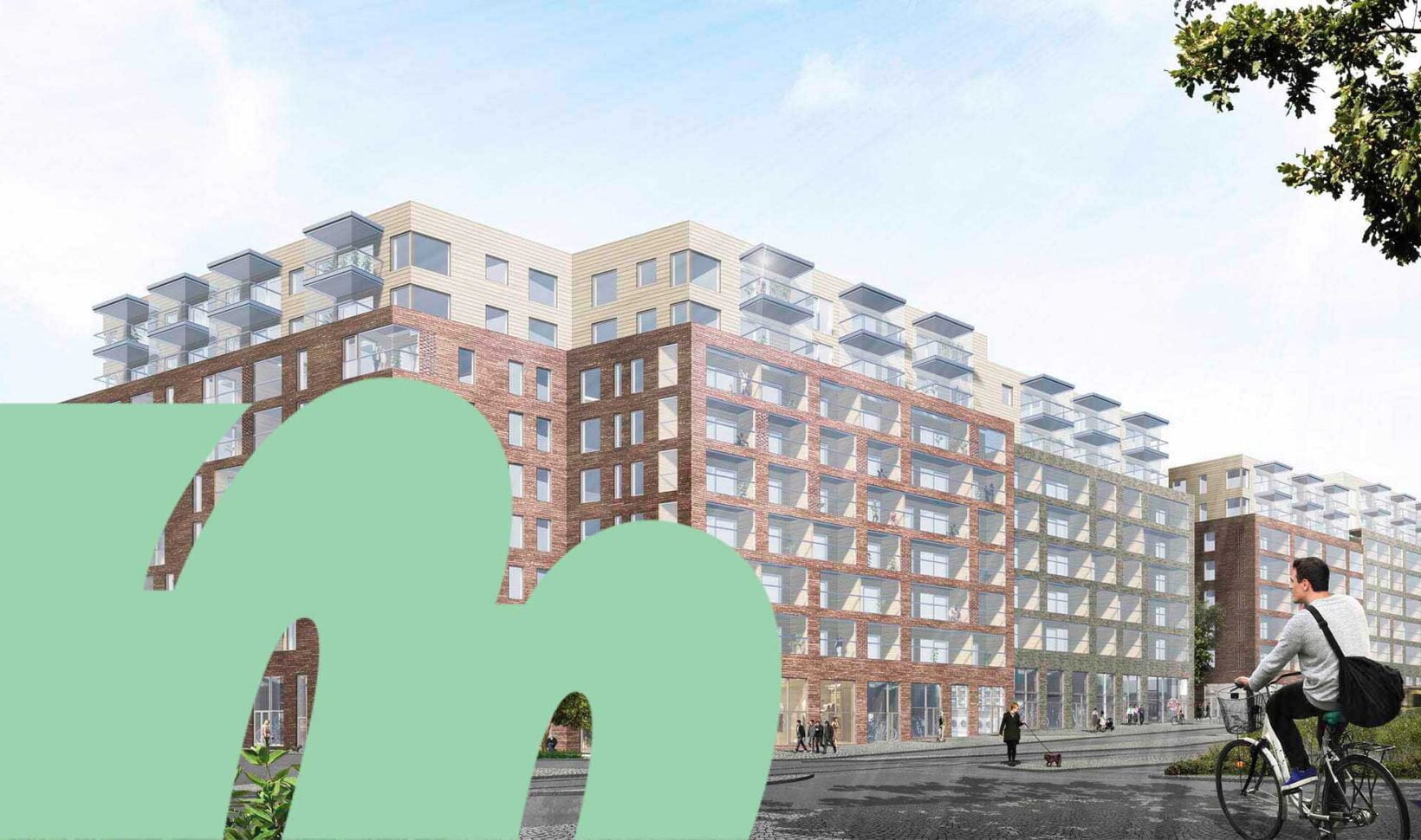 Havainnekuvassa pyöräilijä Mellunpuiston edustalla.